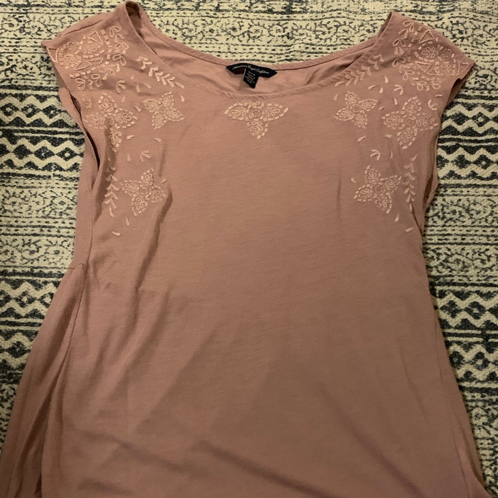 Light pink shirt with lace on top
